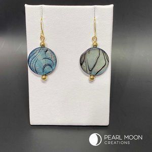 Striped Blue Shell Earrings